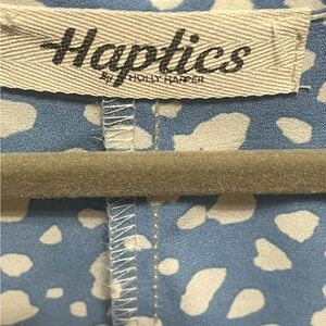 Haptics Blue and White Patterned Women's Blouse 3x